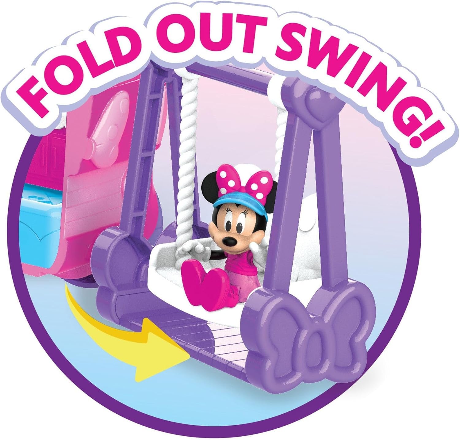 Disney Junior Minnie Mouse Bows-A-Glow Rolling Glamper 13-Piece Figures and Playset, Kids Toys for Ages 3 Up, Amazon Exclusive by