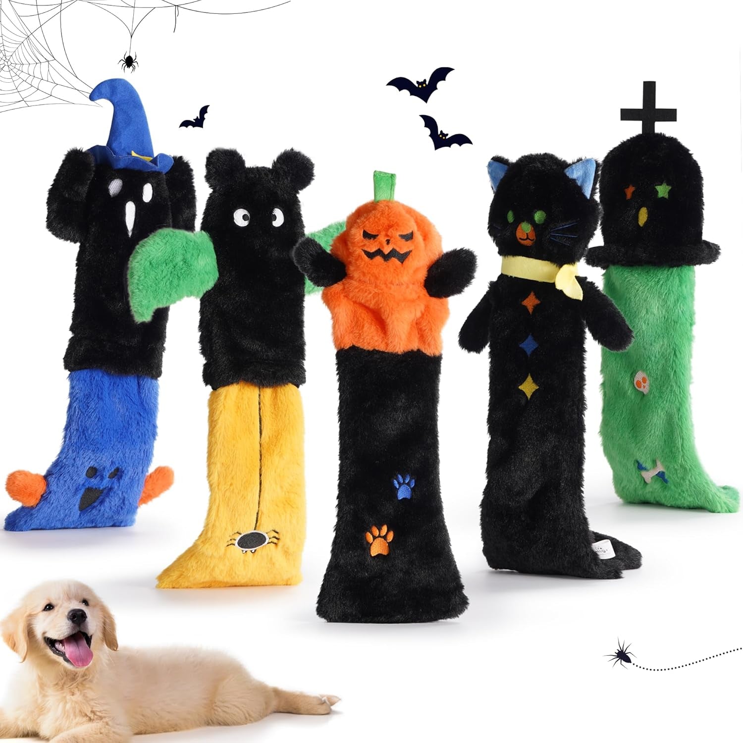 Dog Squeaky Toys, 5 PCS Crinkle Plush Dog Toys, No Stuffing Dog Toys for Small Medium Large Dogs, Stuffless Puppy Toys for Boredom