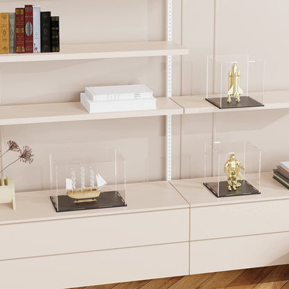 Acrylic Display Case, 8X8X8 Inch Cube, Clear Acrylic Box with Matte Black Base and Lid for Collectibles and Figures