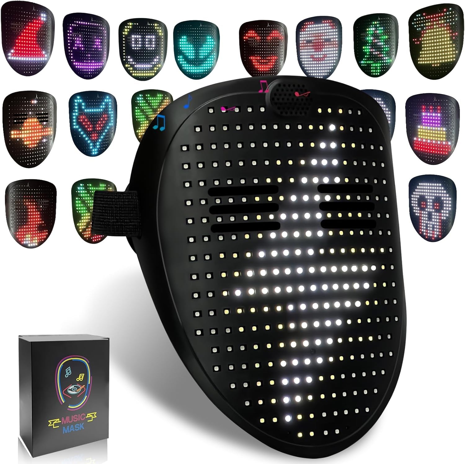 Led Mask with Gesture Sensing,Light up Mask for Kids/Men/Women LED Halloween Mask for Costume Cosplay Party