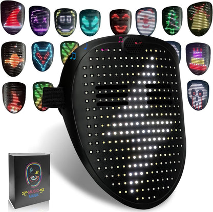 Led Mask with Gesture Sensing,Light up Mask for Kids/Men/Women LED Halloween Mask for Costume Cosplay Party