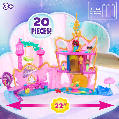 Disney Junior Ariel Deluxe Atlantica Palace Playset and 4-Inch Figures, Lights and Sounds, 20-Pieces, Kids Toys for Ages 3 Up