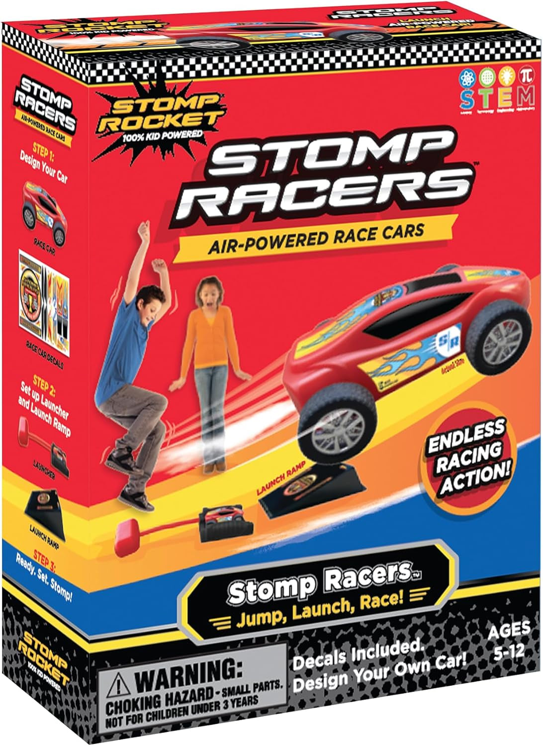 Stomp Racers Air Powered Race Cars by , 2 Car Racer Pack - Dueling Stomp Racers Toy Car Launcher - Fun Backyard & Outdoor Multi-Player Kids Toys Gifts for Boys, Girls & Toddlers