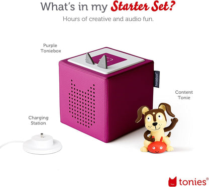Toniebox Audio Player Starter Set with Playtime Puppy - Listen, Learn, and Play with One Huggable Little Box - Purple