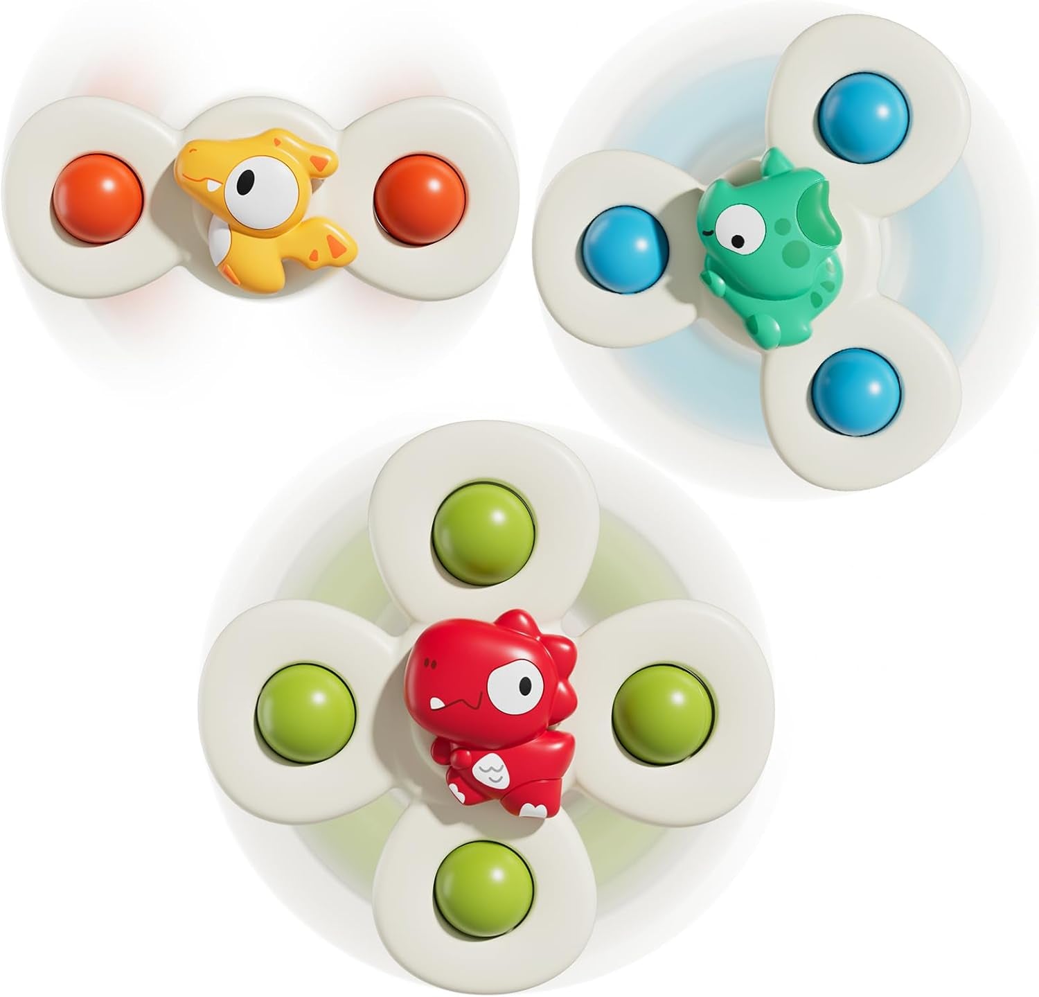 3PCS Suction Cup Spinner Toys for 1 Year Old Boy Girl|Spinning Top Baby Toys 12 18 Months|1 2 Year Old Boy Birthday Gift|Baby Bath Toy for Kids Ages 1-3|Sensory Toy for Toddlers 1-3