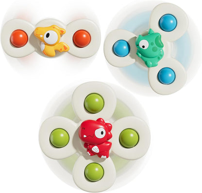 3PCS Suction Cup Spinner Toys for 1 Year Old Boy Girl|Spinning Top Baby Toys 12 18 Months|1 2 Year Old Boy Birthday Gift|Baby Bath Toy for Kids Ages 1-3|Sensory Toy for Toddlers 1-3