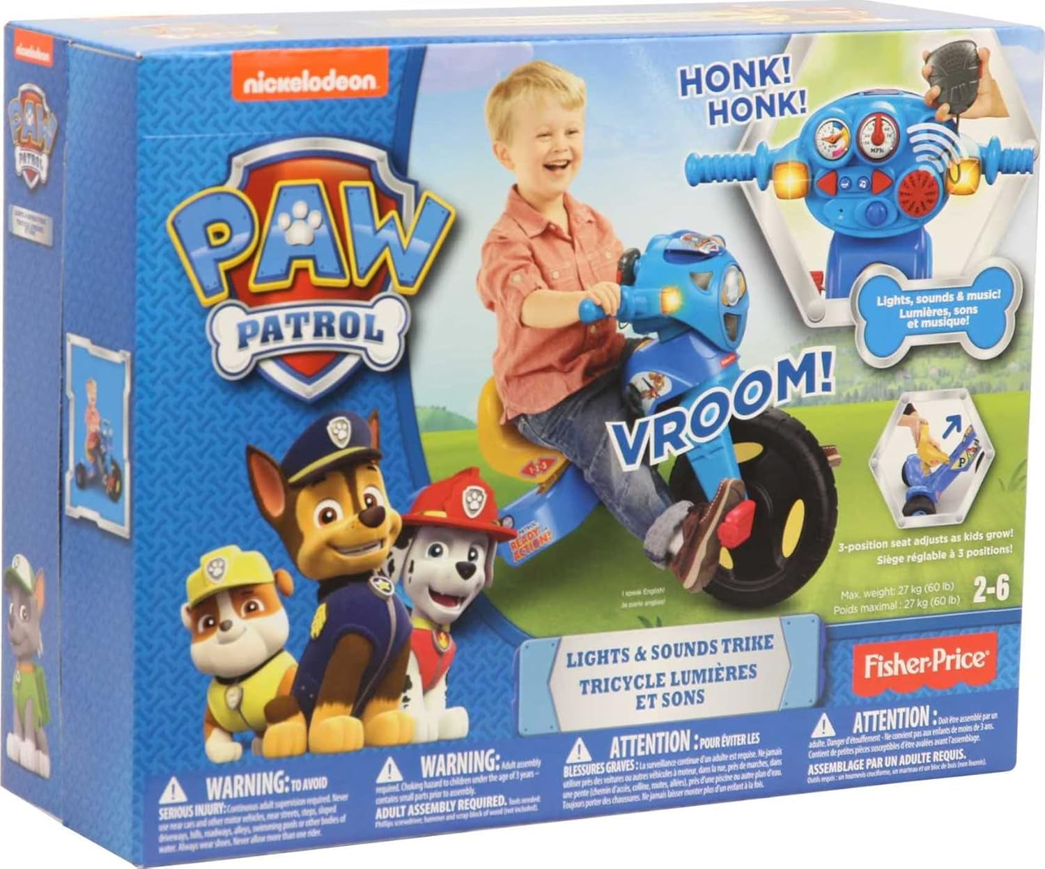 PAW Patrol Toddler Tricycle Lights & Sounds Trike Toy Bike with Handlebar Grips & Storage for Preschool Kids Ages 2+ Years