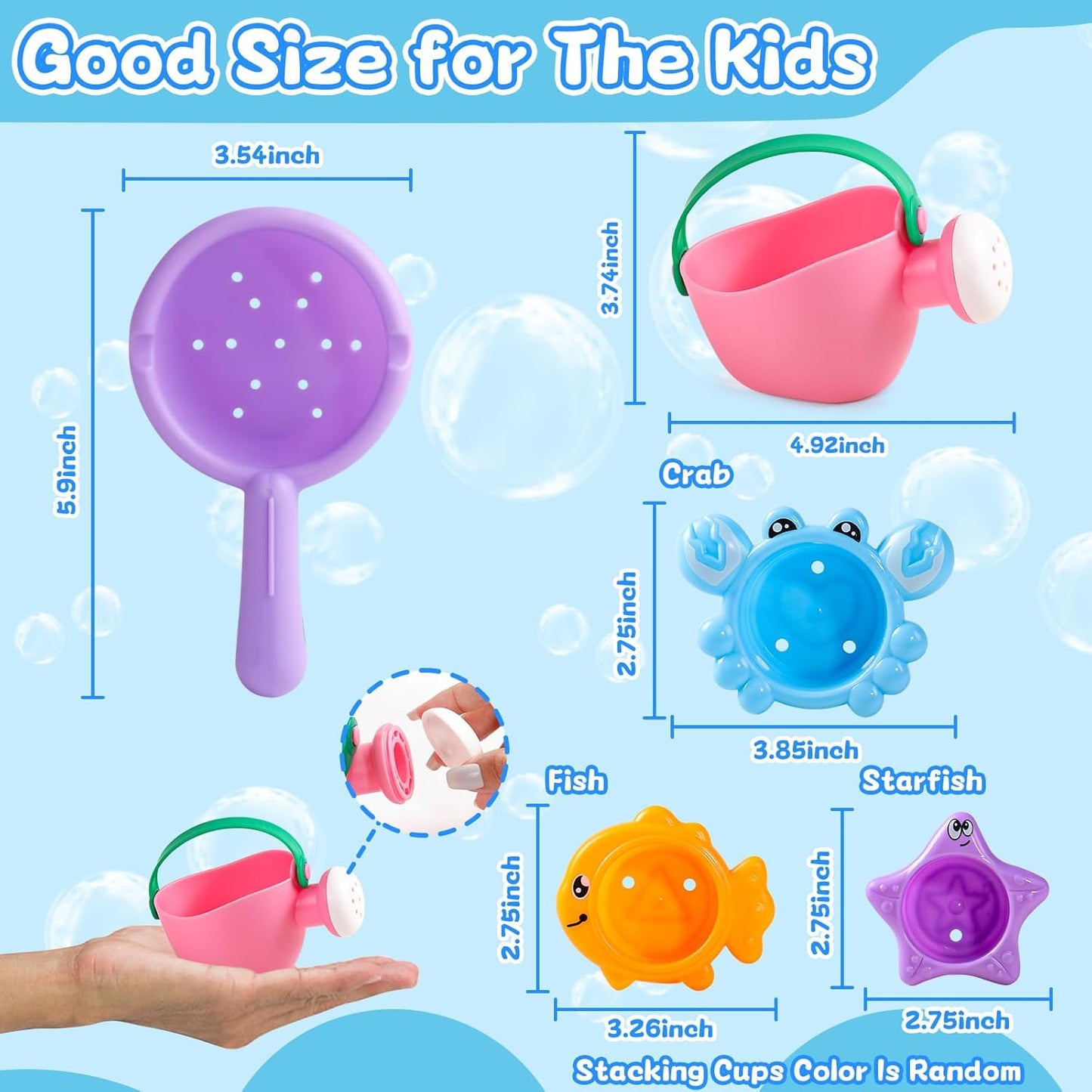 Baby Bath Toys for Kids Ages 1-3 5 PCS Toddler Bath Toys for 2-4 Bathtub Water Toys Baby Gifts (Color Random)