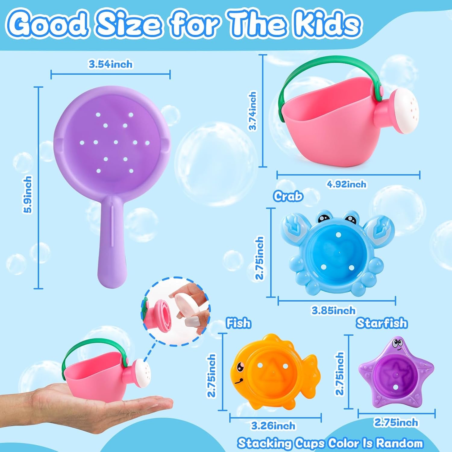 Baby Bath Toys for Kids Ages 1-3 5 PCS Toddler Bath Toys for 2-4 Bathtub Water Toys Baby Gifts (Color Random)
