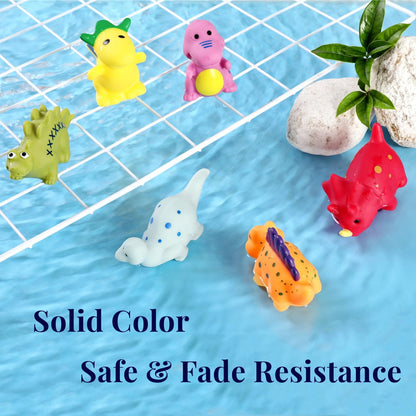 Bath Toys No Hole, for Infants 6-12& Toddlers 1-3, No Hole Bathtub Toys (Dinosaur, 6 Pcs with Mesh Bag)