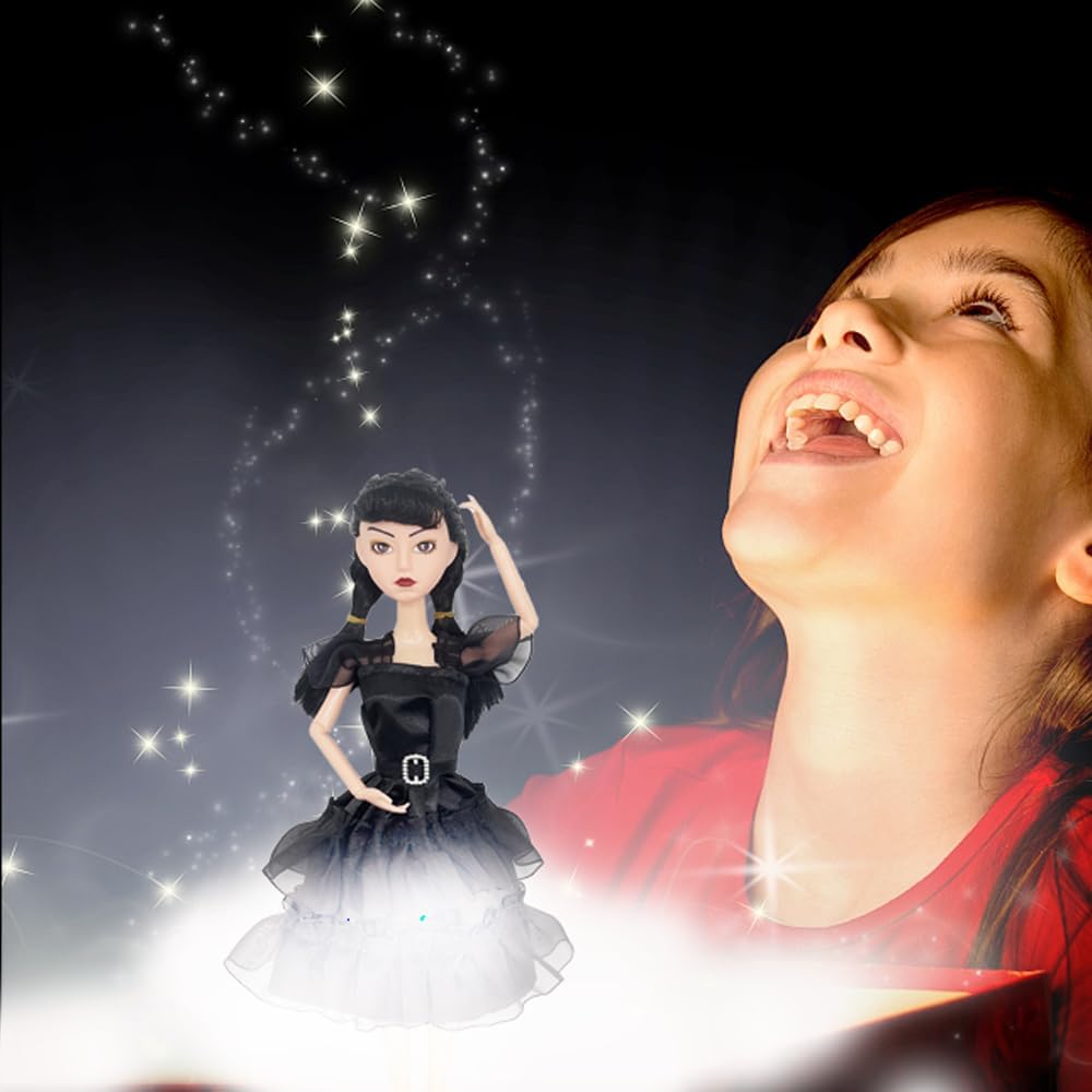 11.5 Inches Addams Dolls, Addams Toys with Black Dresses, Long Sleeve Dots, and Made to Move Features. Ideal Christmas Birthday Gifts for Kids, Girls, and Fans (B1)
