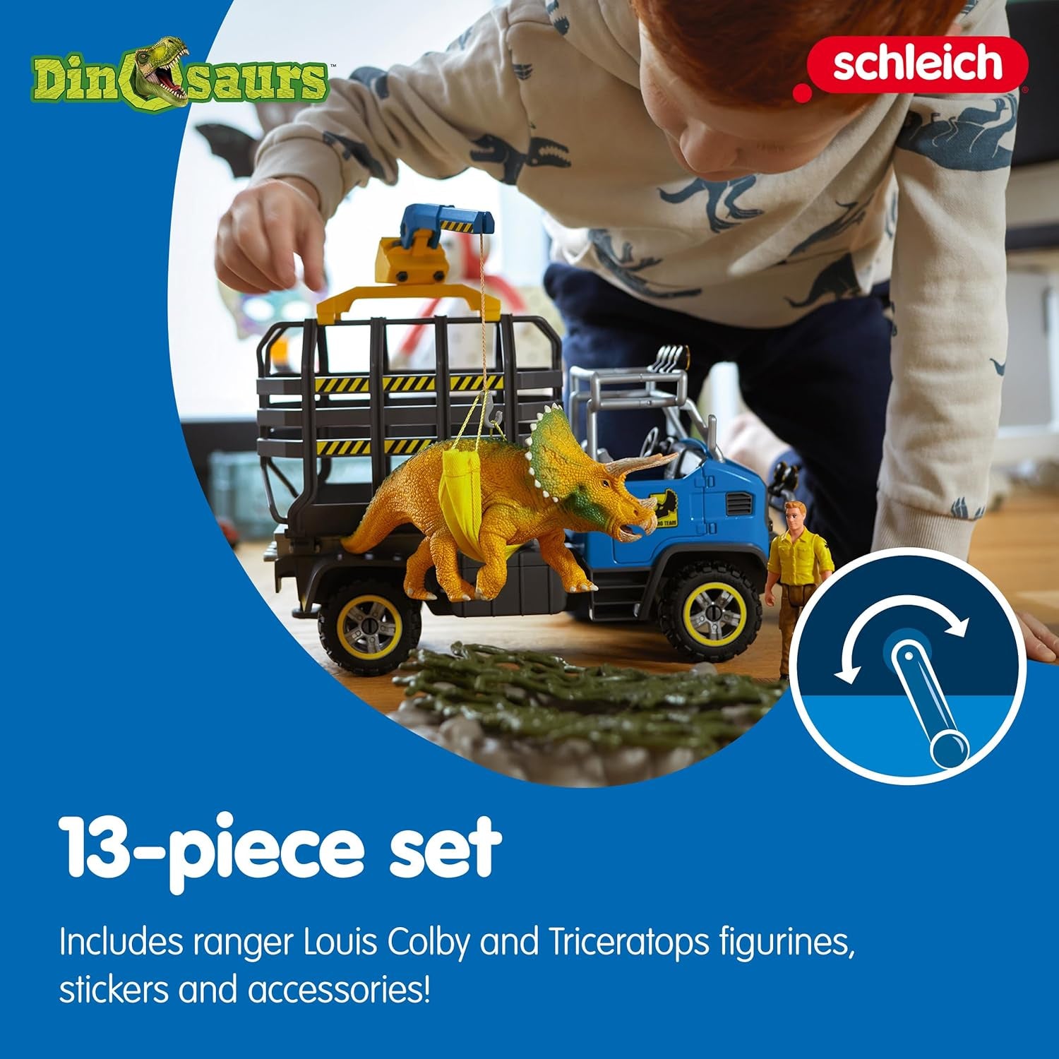 Dinosaurs — Dinosaur Transport Mission, 43-Piece Play Set with Triceratops Figure and Transport Truck, Dinosaur Toys for Boys and Girls Ages 4+
