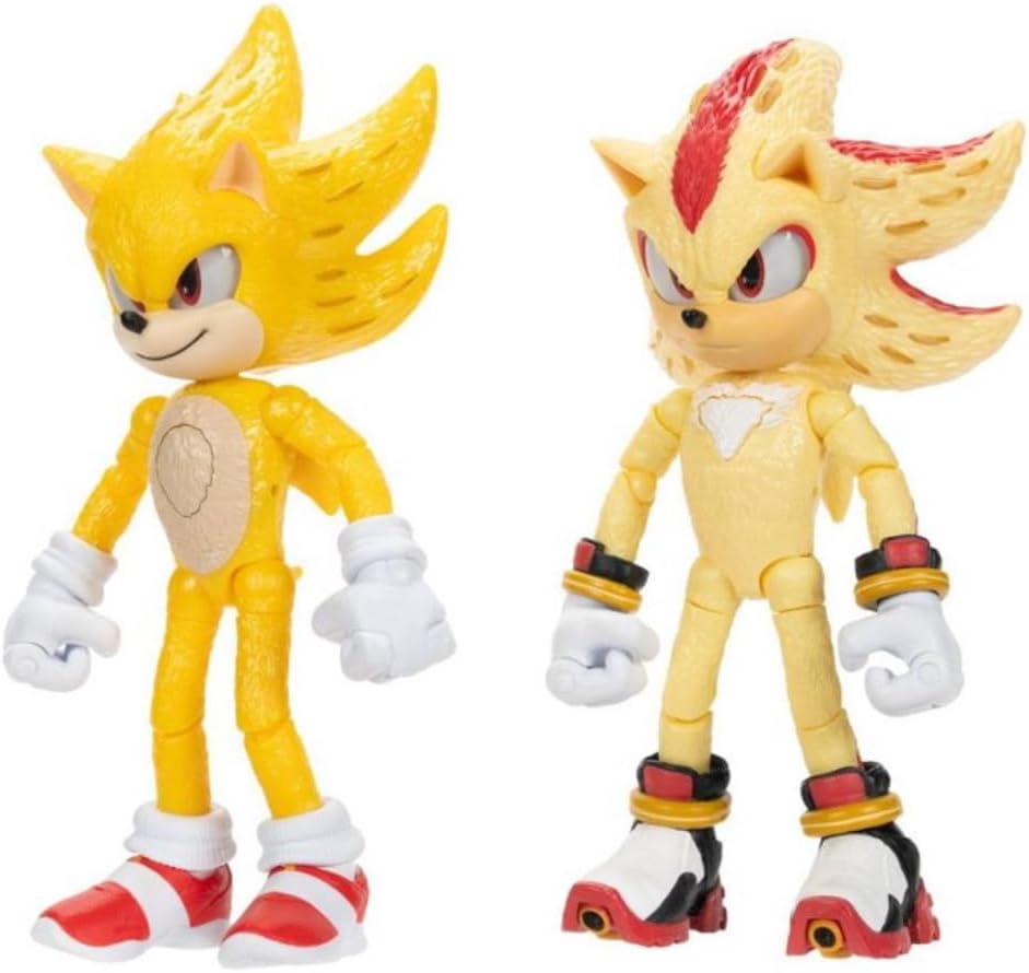 JAKKS Pacific Sonic the Hedgehog Light up Super Sonic & Super Shadow Action Figure Set