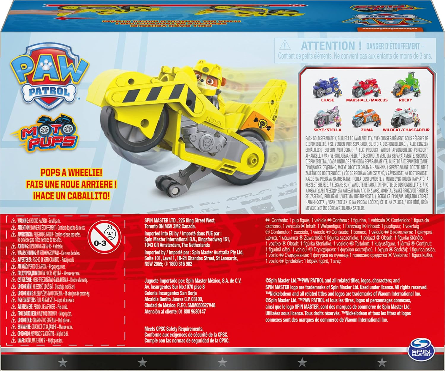 , Moto Pups Rubble’S Deluxe Pull Back Motorcycle Vehicle with Wheelie Feature and Toy Figure
