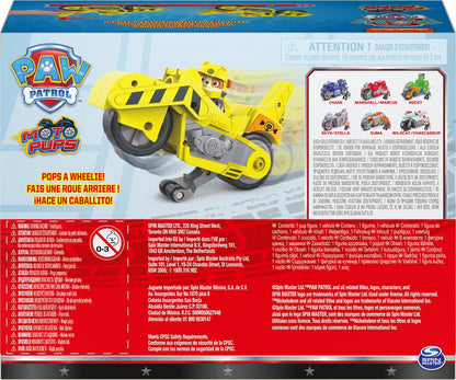 , Moto Pups Rubble’S Deluxe Pull Back Motorcycle Vehicle with Wheelie Feature and Toy Figure
