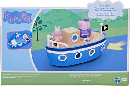 Peppa’S Adventures Grandpa Pig’S Cabin Boat Vehicle Preschool Toy: 1 Figure, Removable Deck, Rolling Wheels, for Ages 3 and Up