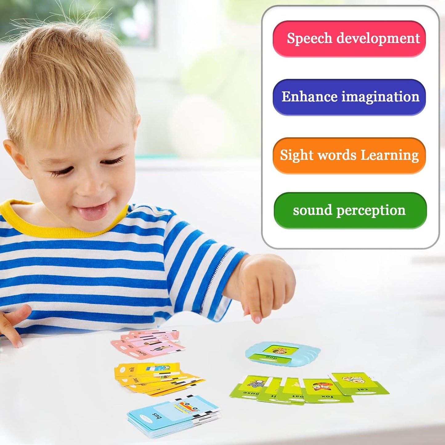 Talking Flash Cards for Toddlers 1 2 3 4 5, Speech Therapy Toys Autism Toys, ABC 123 Sight Words Etc - 255 Cards-510 Sides, Educational Learning Interactive Toys with Giftable Package