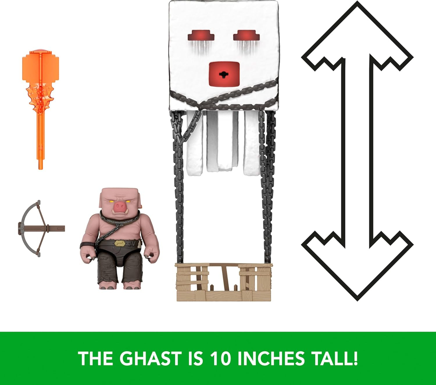 Minecraft Action Figure Set, Blast Attack Ghast with Lights, Sounds, Launcher & Projectile, plus Piglin Warrior Inspired by the Movie