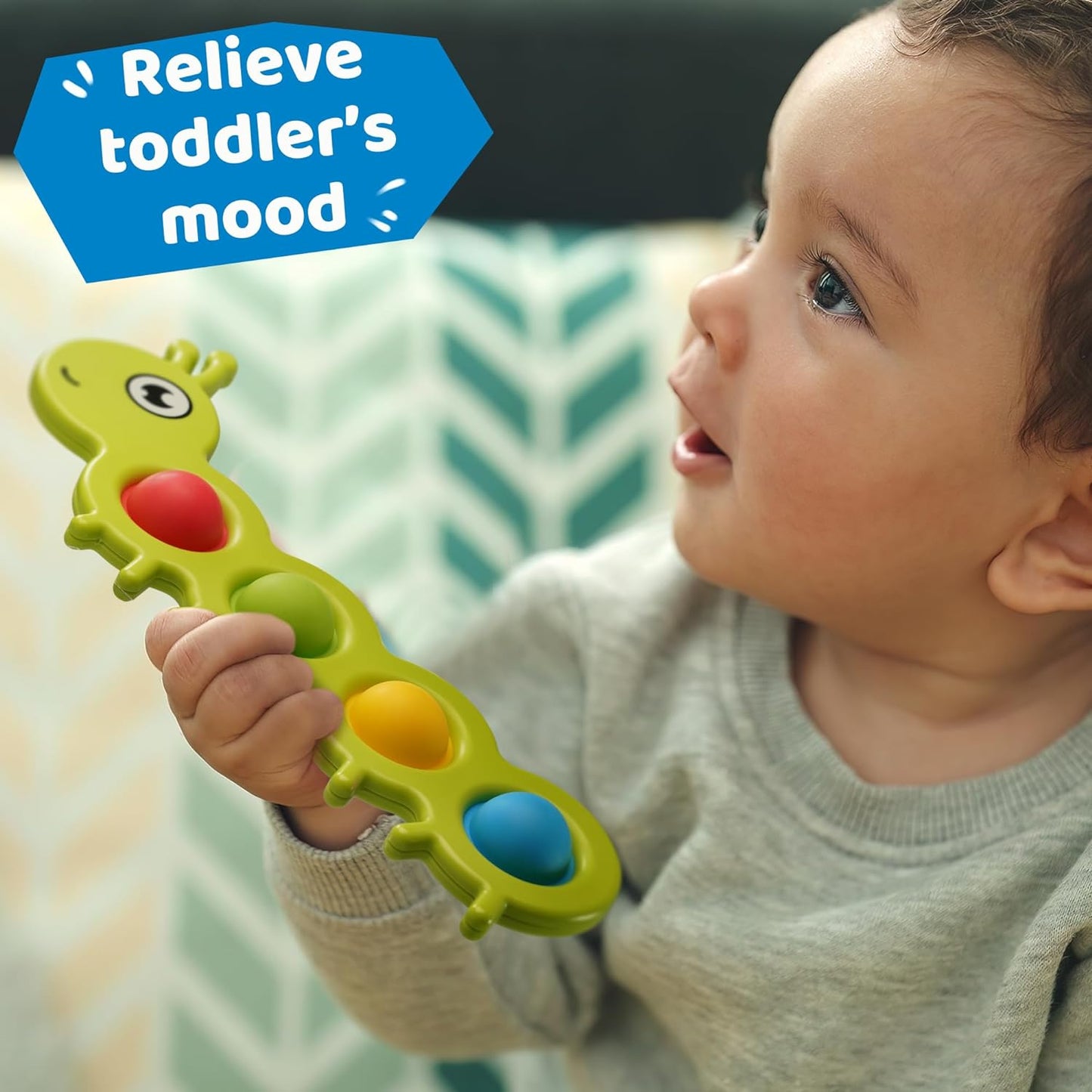 Fidget Popper Sensory Baby Toys for 10+ Months, Montessori Busy Toy for 1 2 3 Years Old Toddlers Push and Popping Bubbles Fine Motor Skill, Travel Toys for Kids Ages 1-3 Stress Relief (2 Pieces)