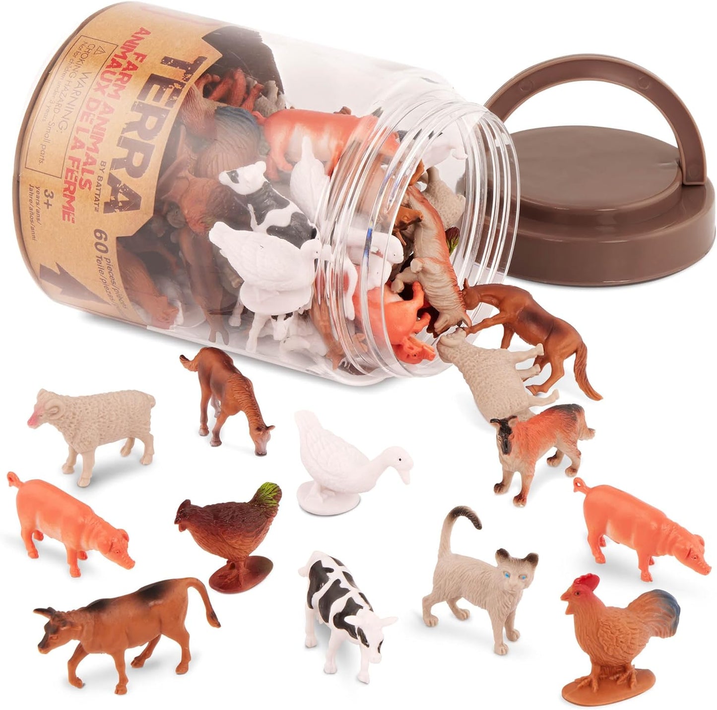 – 60 Pcs Wild Creatures Tube – Realistic Mini Animal Figurines – Lion, Hippo, Tiger, Bear & More Safari Animals – Plastic Educational Toys for Kids and Toddlers 3 Years +