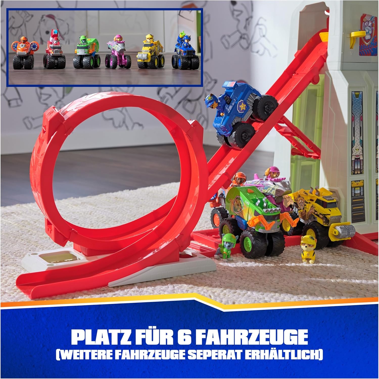 : Rescue Wheels Super Loop Tower HQ, with Light, Sound, Vehicle Launcher, Chase Action Figure & Toy Truck, Kids Toys for Boys & Girls Age 3+