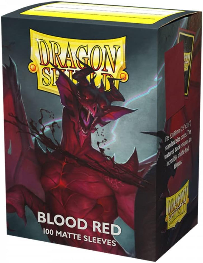 | Standard Size Card Matte Sleeves | 100 CT - Smooth & Tough Premium TCG Sleeves | Compatible with Pokemon, Flesh & Blood, One Piece & Magic the Gathering | Blood Red - Matte
