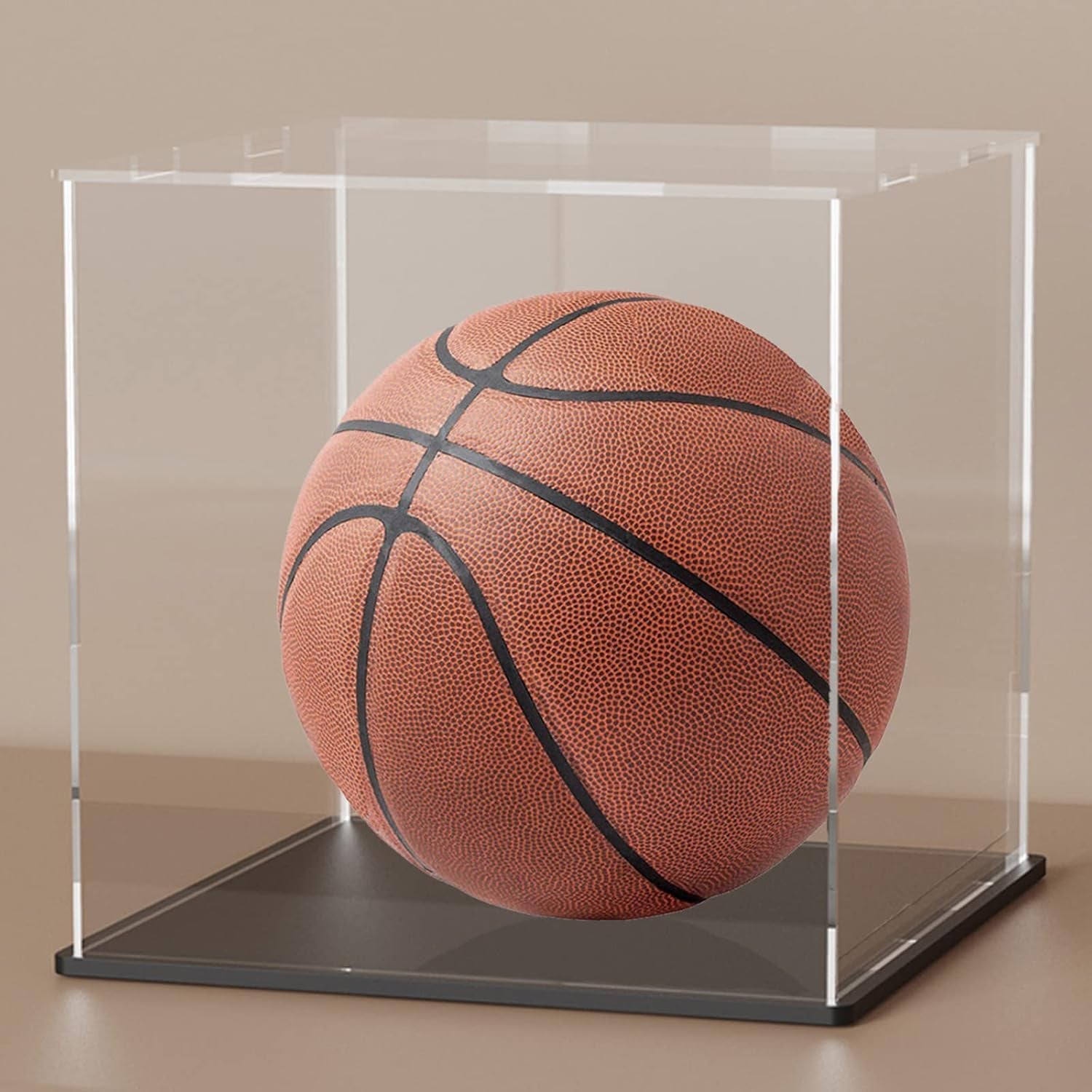 Acrylic Display Case, 8X8X8 Inch Cube, Clear Acrylic Box with Matte Black Base and Lid for Collectibles and Figures
