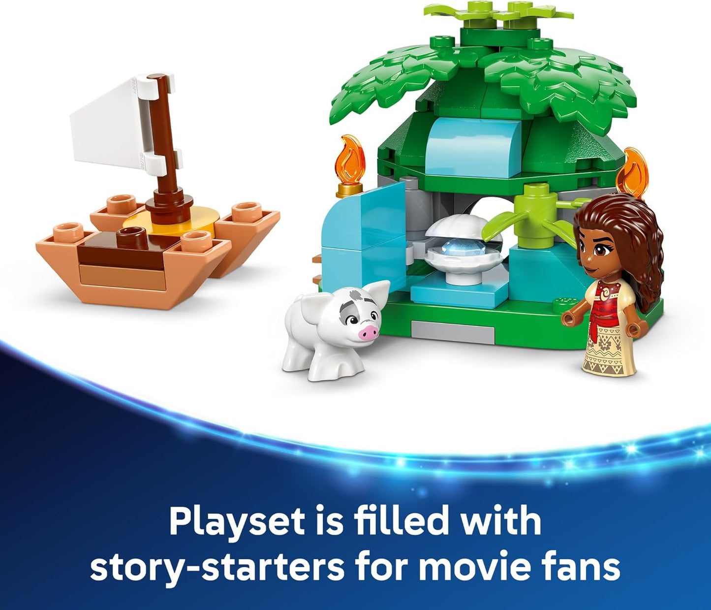 Disney Moana'S Island Fun Building Toy Playset - Princess Moana Toy for Kids, Girls and Boys, Ages 5+ - with 2 Disney Micro-Dolls and Pua Animal Figure - Gift Idea for Birthdays - 43260