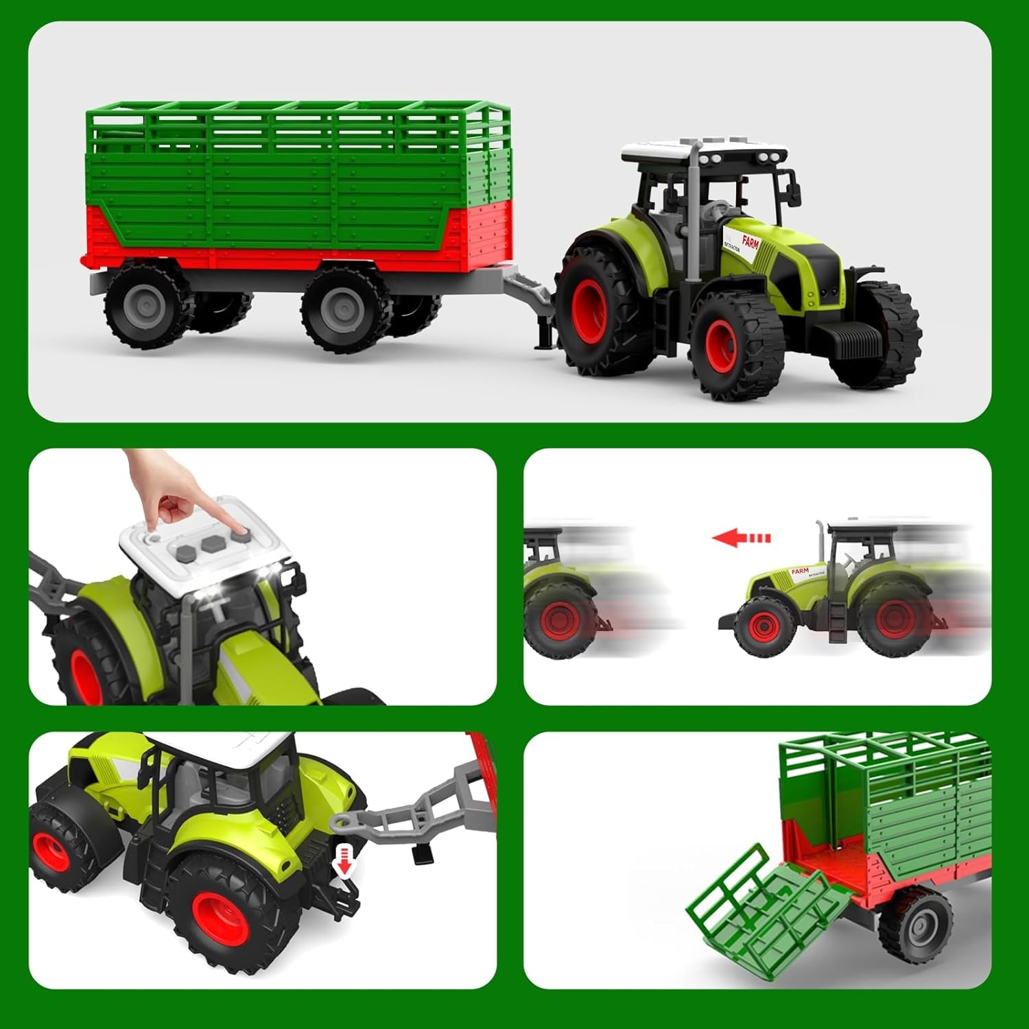 Farm Animal Toys Set,69 Pcs Farm Toys with Tractor with Trailer,Horse Stable Grain Bins Horse Cow Farmer Figures Fence Playset for Kids Toddlers Boy Girl 3-12 Years Old