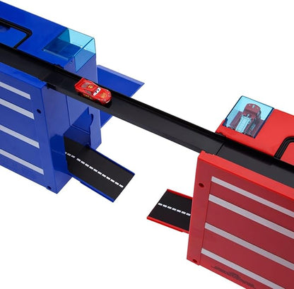 Disney Store Action Toys Pixar Car Play Set - Toolbox Case with Lightning McQueen & Red Die Cast Cars, Launcher, Flo's V8 Cafe, Gas Pumps & More - Inspired by Disney Pixar Cars Films & Cars Land