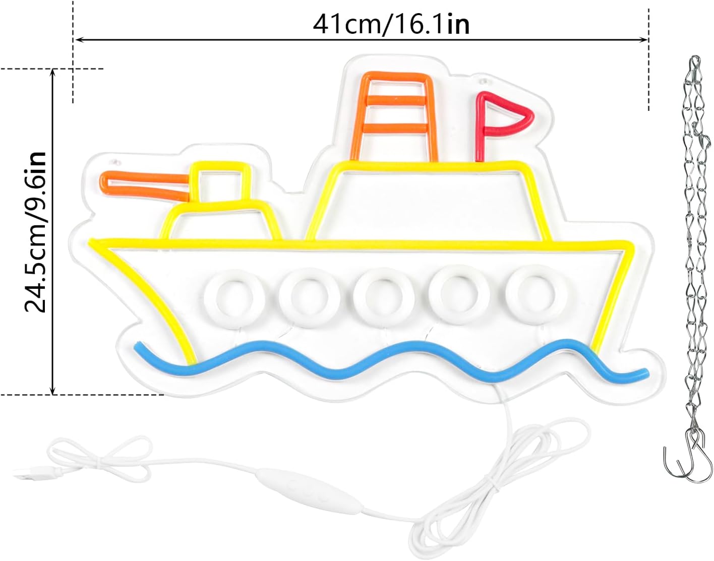 Aircraft Carrier Neon Sign for Wall Decor，Dimmable LED Battleship Toy Neon Light, Neon Sign for Toy Warships,Aircraft Carrier Toy for Kids Boys Girls Gifts 16.1 * 9.6 Inch