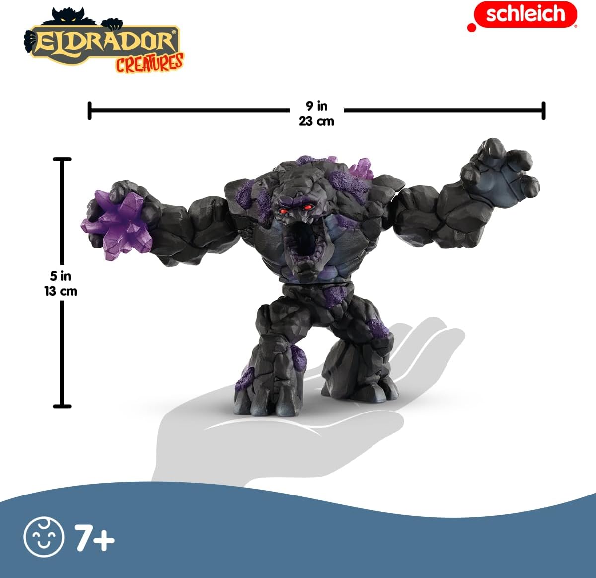 Schleich Eldrador Creatures – 9" Shadow World Stone Monster Toy with Crystal Set