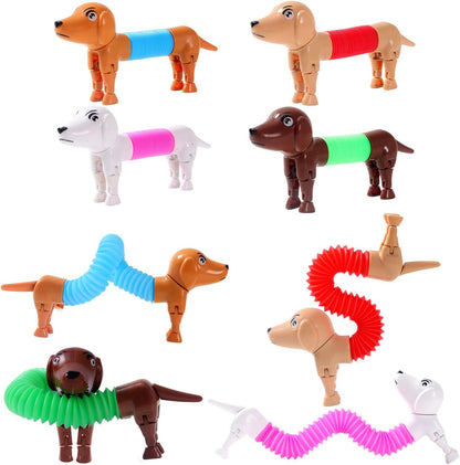Dog pop Tubes fidgets, Stocking Stuffers for Kids, Sensory Toys for Kids 5-7, fidgets for Toddler, Toddler Stocking Stuffers, Easter Egg fillers(4 Pack Dog)