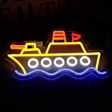 Aircraft Carrier Neon Sign for Wall Decor，Dimmable LED Battleship Toy Neon Light, Neon Sign for Toy Warships,Aircraft Carrier Toy for Kids Boys Girls Gifts 16.1 * 9.6 Inch
