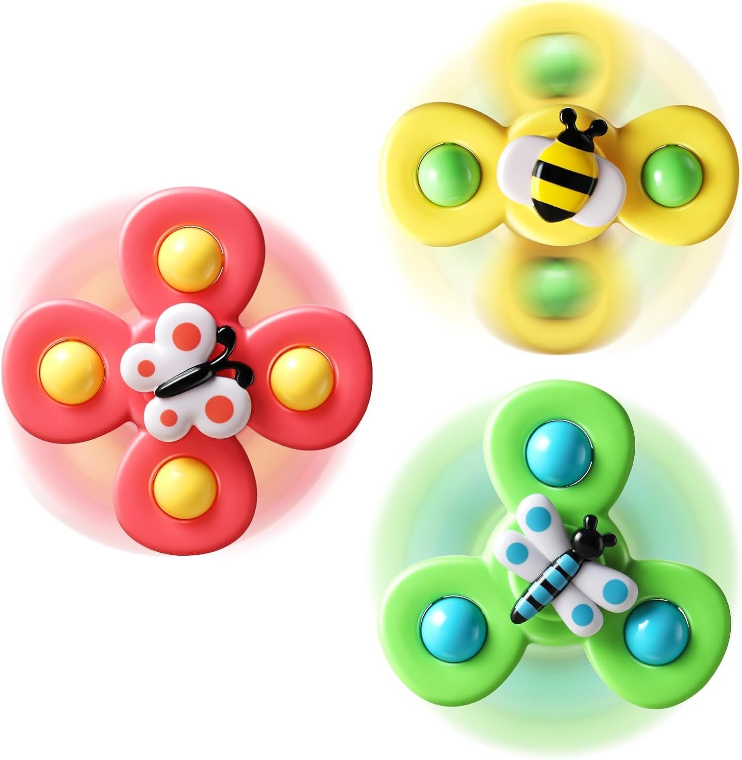 3PCS Suction Cup Spinner Toys for 1 Year Old Boy Girl|Spinning Top Baby Toys 12 18 Months|1 2 Year Old Boy Birthday Gift|Baby Bath Toy for Kids Ages 1-3|Sensory Toy for Toddlers 1-3