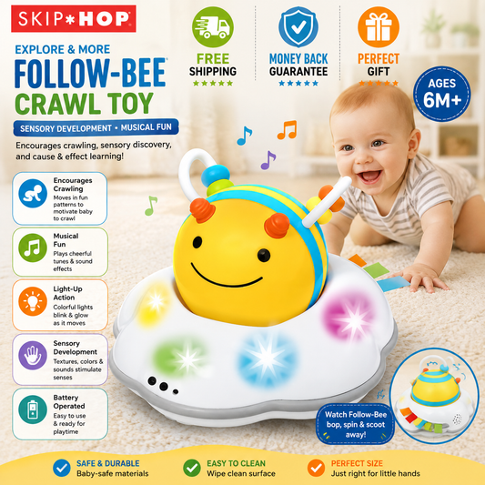 Skip Hop Explore & More Follow-Bee Crawl Toy musical sensory toy for babies