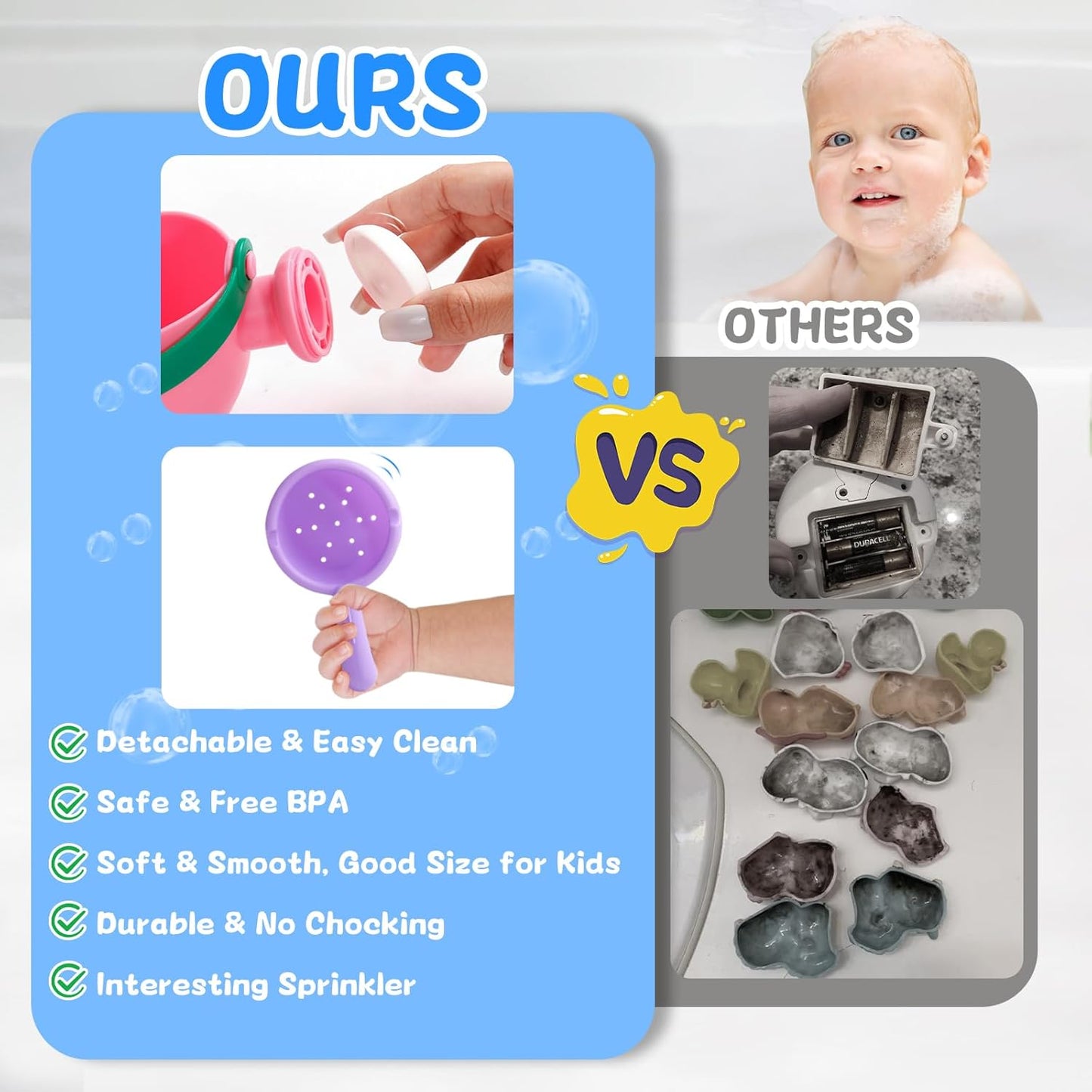 Baby Bath Toys for Kids Ages 1-3 5 PCS Toddler Bath Toys for 2-4 Bathtub Water Toys Baby Gifts (Color Random)