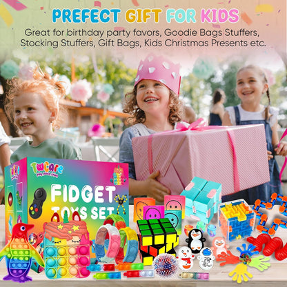 120 Pcs Fidget Toys Pack, Pop Sensory Party Favors Set Gifts for Kids Adults Boy Girl Stocking Stuffers Autistic Bulk Goodie Bag Filler Treasure Box Classroom Prizes School