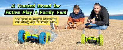 Threeking Remote Control Car RC Cars RC Stunt Car Toy with Lights Double-Sided Driving Indoor Outdoor Toys Gifts Presents for 6 7 8 9 10 11 12 Year Old Kids Boys Girls,Green