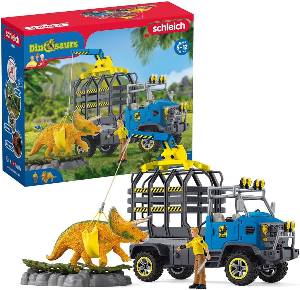 Dinosaurs — Dinosaur Transport Mission, 43-Piece Play Set with Triceratops Figure and Transport Truck, Dinosaur Toys for Boys and Girls Ages 4+