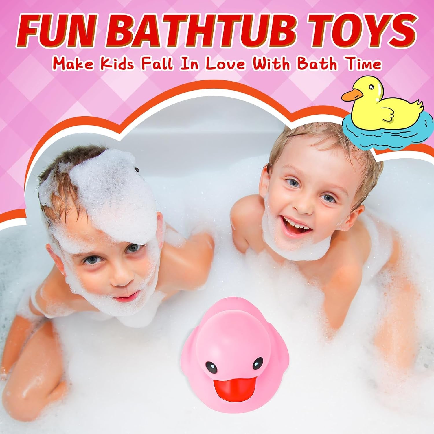 6.89 Inch Giant Rubber Duck Big Rubber Duck Large Duckling Bath Toy with Squeaky Sound for Summer Baby Shower Birthday Party Favor Gift(Pink)