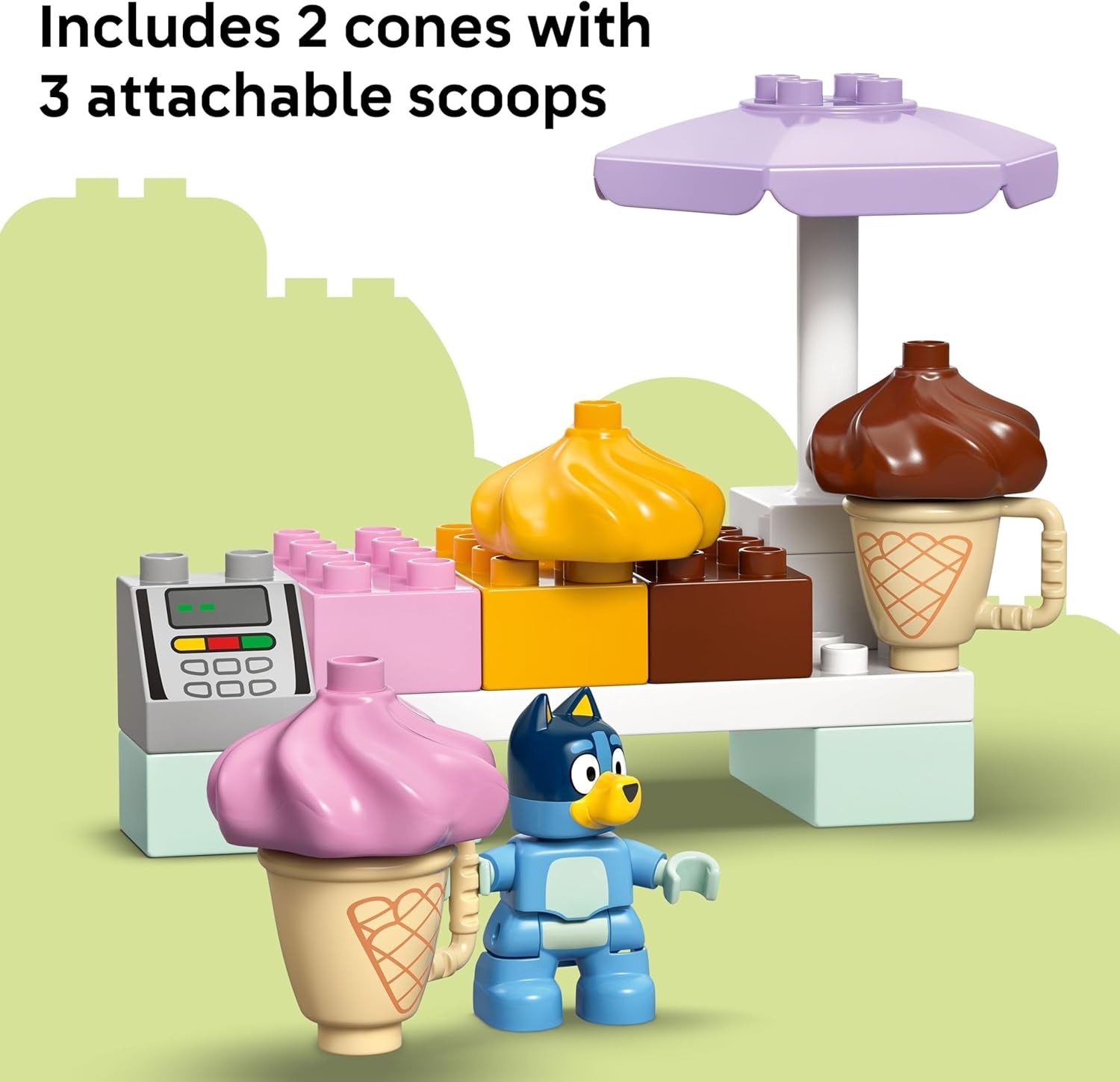 DUPLO Bluey Ice Cream Trip with Bluey - Toddler Toy for Kids, Boys, and Girls Ages 2+ - Includes Bluey Figure and Ice Cream Toy Stand - Sensory Toy for Pretend Play - Preschool Gift Idea - 10458