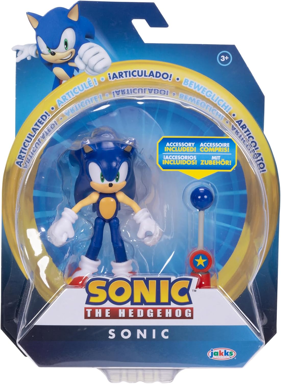 Sonic the Hedgehog 4-Inch Sonic Action Figure with Blue Checkpoint Accessory. Ages 3+ (Officially Licensed by Sega)