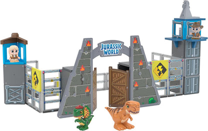 Tile Town Jurassic World Gate Escape Magnetic Tiles Set, 84 Piece Interactive Dinosaur STEM Toys Playset, Magnetic Animal Tiles for Kids Ages 3-6
