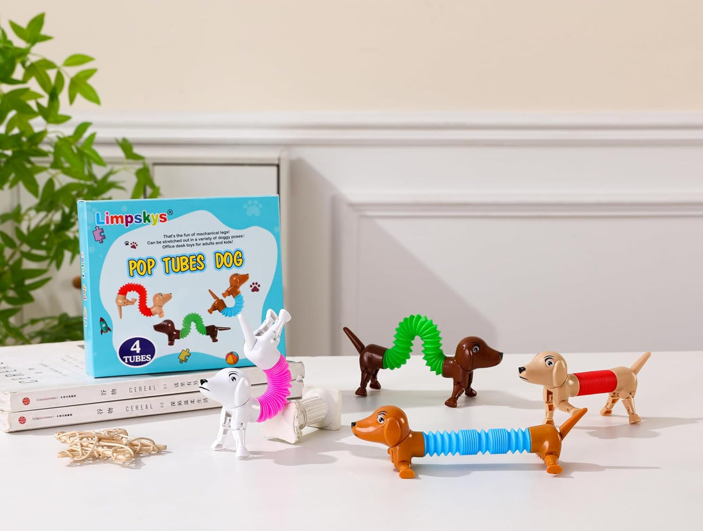 Dog pop Tubes fidgets, Stocking Stuffers for Kids, Sensory Toys for Kids 5-7, fidgets for Toddler, Toddler Stocking Stuffers, Easter Egg fillers(4 Pack Dog)