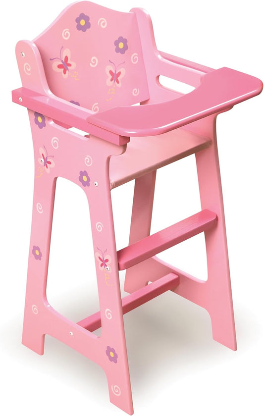 Badger Basket Blossoms and Butterflies Doll High Chair for 18 Inch Dolls – Adjustable Tray for Mealtime Play