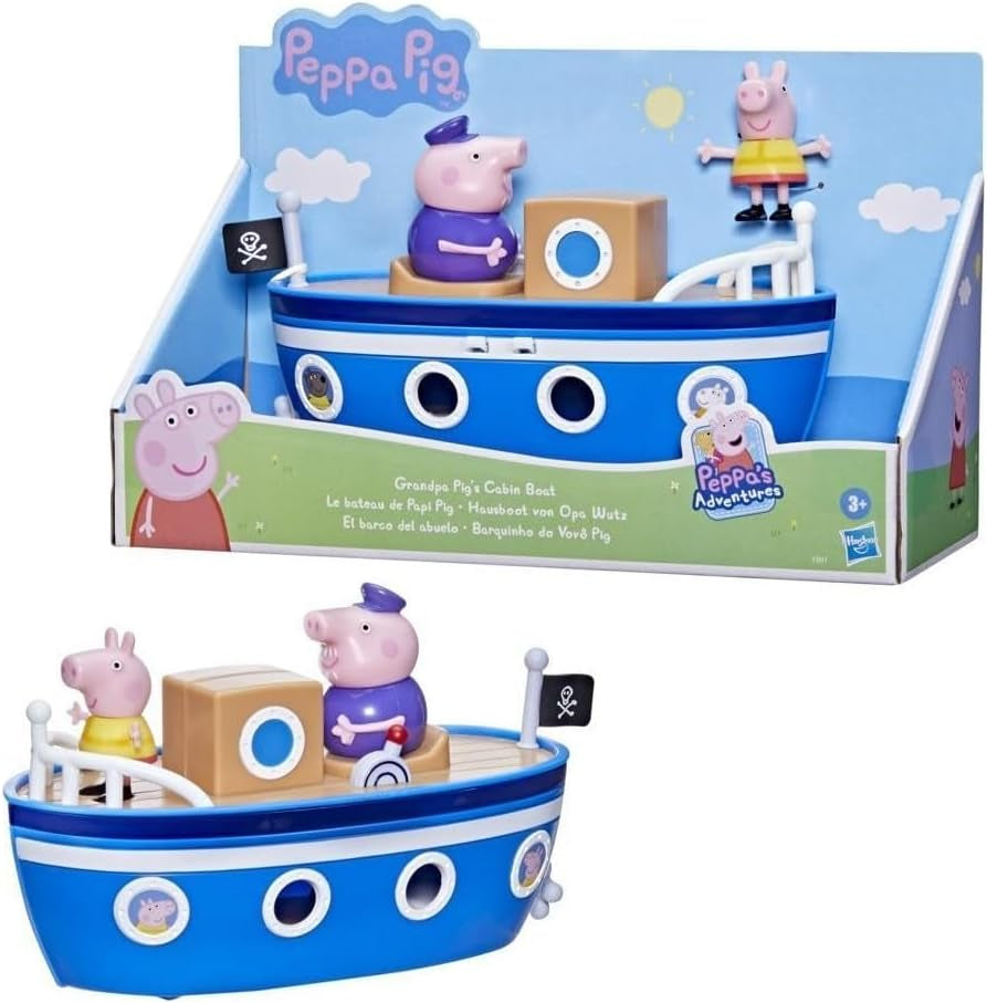 Peppa’S Adventures Grandpa Pig’S Cabin Boat Vehicle Preschool Toy: 1 Figure, Removable Deck, Rolling Wheels, for Ages 3 and Up