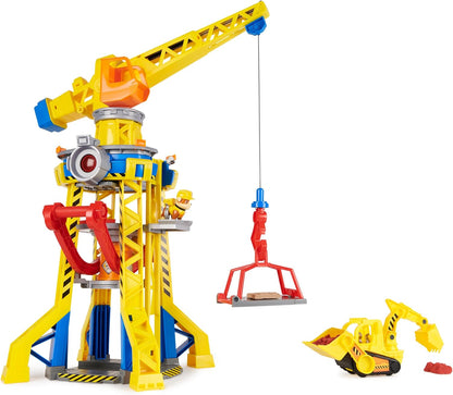 Rubble & Crew, Bark Yard Crane Tower Playset with Rubble Action Figure, Toy Bulldozer & Kinetic Build-It Play Sand, Kids Toys for Boys & Girls 3+