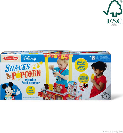 Melissa & Doug Disney Snacks & Popcorn Wooden Pretend Play Food Counter – 33 Pieces - FSC-Certified Materials