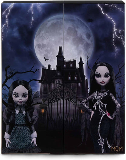 Monster High Skullector Addams Family Doll Two-Pack: Morticia & Wednesday, Fully Articulated Collectible Dolls with Certificate of Authenticity